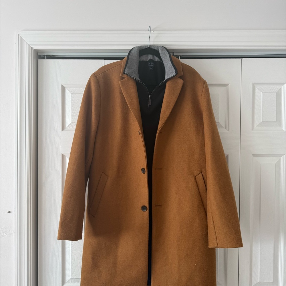 2-Piece Set - Wool Overcoat and Quarter Zip Sweater